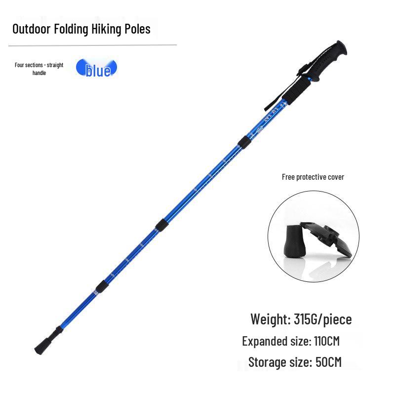 Aluminum Alloy Telescopic Hiking & Trekking Poles with Straight, T-Handle, Curved Handles for Skiing, Climbing, and Elderly Use