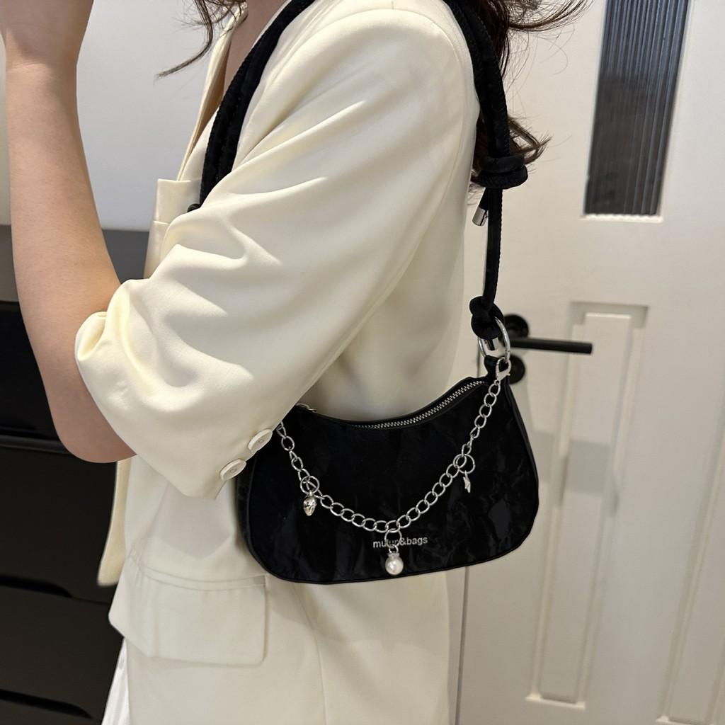 Street Style Pu Shoulder Bag For Women With Chain Strap And Zipper Closure