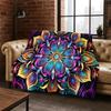 Bohemia Mandala Magic Flower Yoga Flannel Blanket Soft Warm Throw Blanket for Bedroom Living Room Bed Travel Camping Picnic Gift