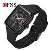 Fashion Women Men Watches Silicone Strap Creative Quartz Watch Square Watch Multi-function Clocks Wristwatch Gift