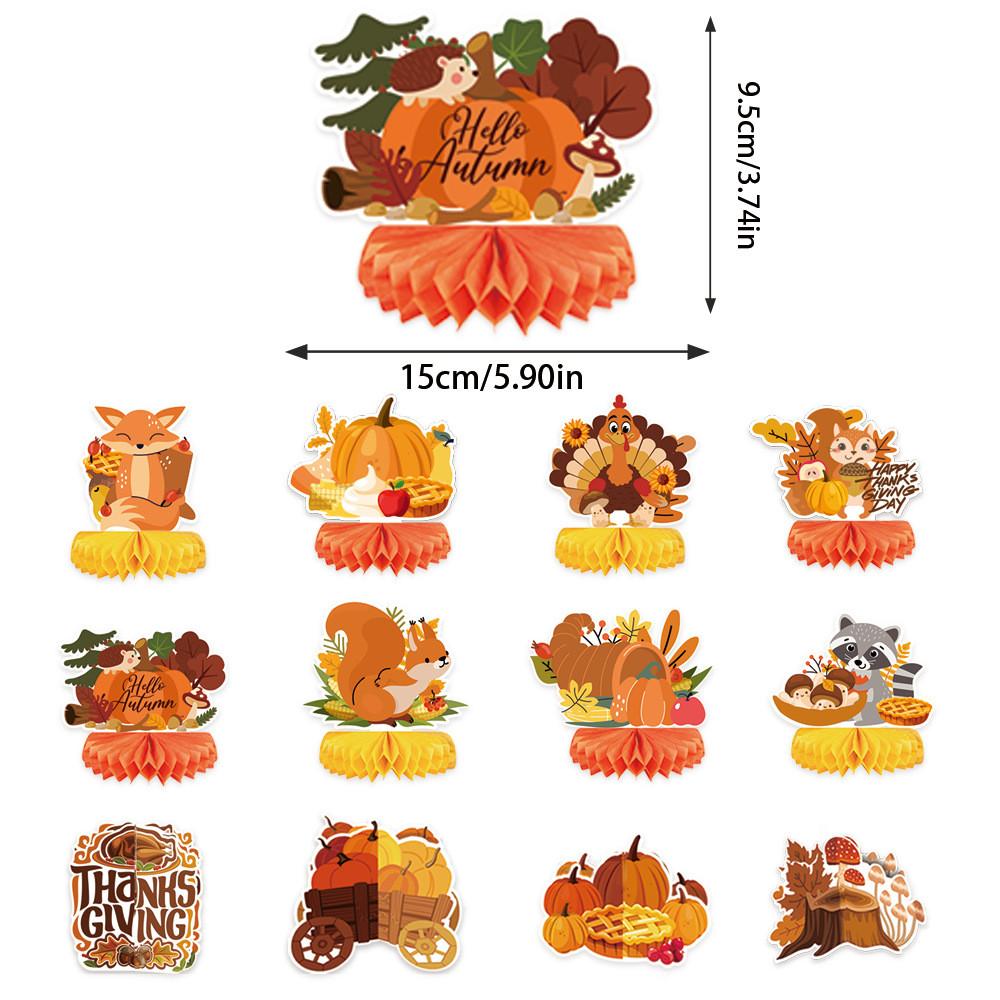 Thanksgiving Cartoon Themed Animal Pattern Paper Desktop Ornament Party Props