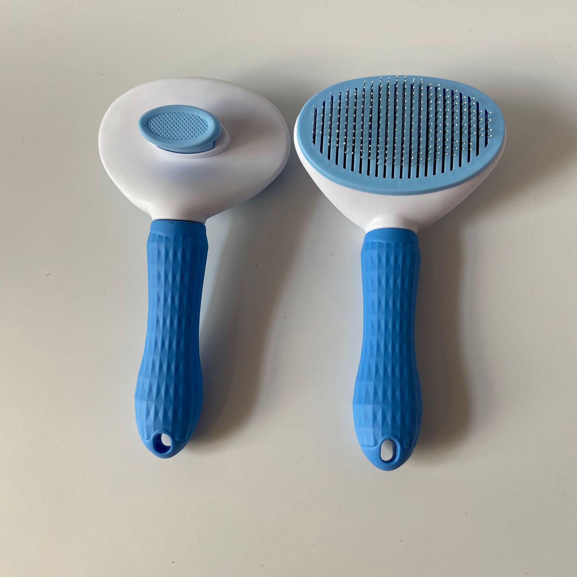 

Pet Hair Removal Massage Comb for Cats and Dogs – Fine Needle Design for Long and Short Hair Fine Needle One-Button Removal (Card Packaging) синий