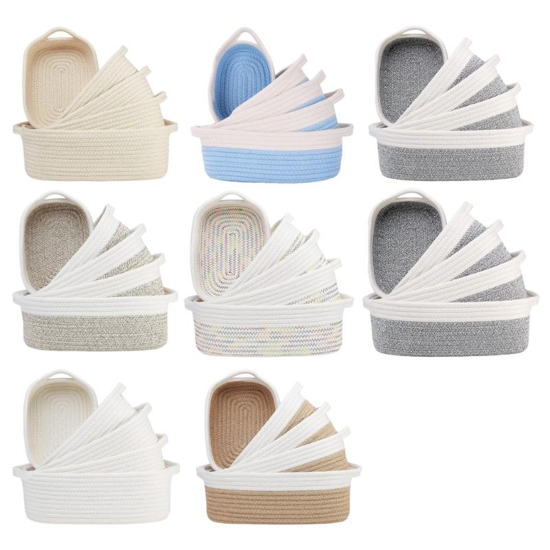 Sturdy Cotton Rope Storage Baskets Set of 5 Accessory for Organizing Clothes Toy And Enhancing Home Decoration