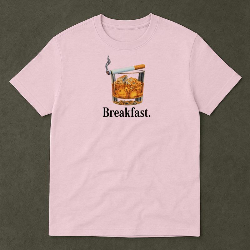

Breakfast Funny Shirt Funny Awkward Shirt Mens and Womens Summer Pure Cotton Comfortable and Fashionable Short Sleeved Top 4XL