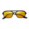 Retro Fashion Flat Top Pilot Sunglasses Women Men Brand Designer Vintage Yellow Blue Lens Flat Top Rectangle Sun Glasses S507C