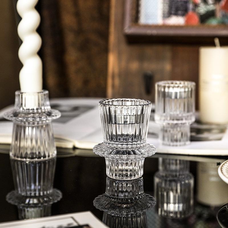 Elegant Glass Candlestick Holder for Table Decoration