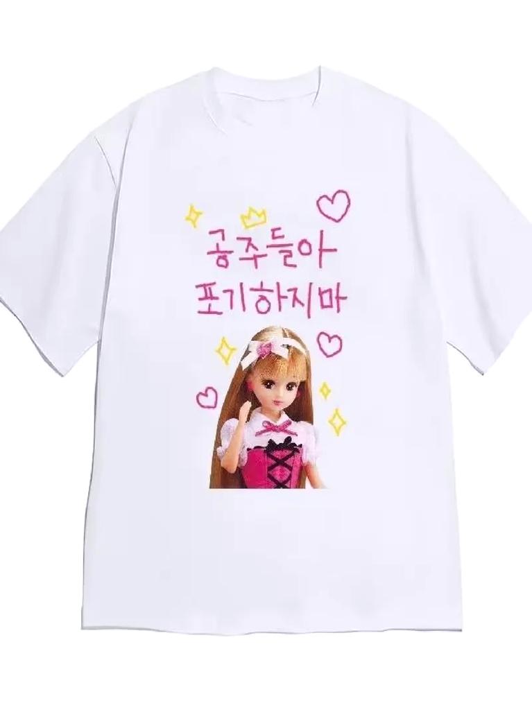 Women's Korean Alphabet & Hangul T-Shirt Casual Y2k Top Daily Wear Blouse Summer Korean Language Learning Apparel Vintage Tops