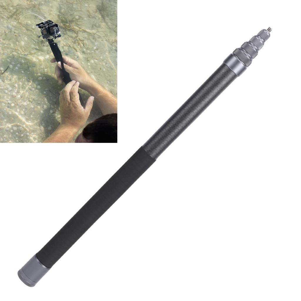    Selfie Stick Extendable Action Camera Pole 9 Sections Ti Gray for Outdoor Activities  