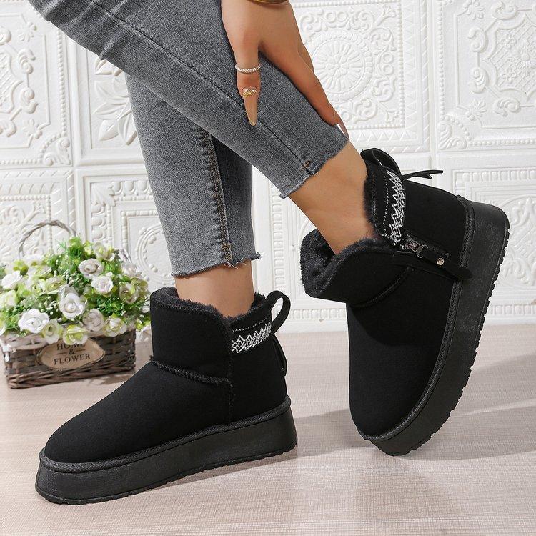 Women's padded lining soft thick sole heightening outdoor thickened warm lightweight comfortable stirrups ground cotton shoes snow boots