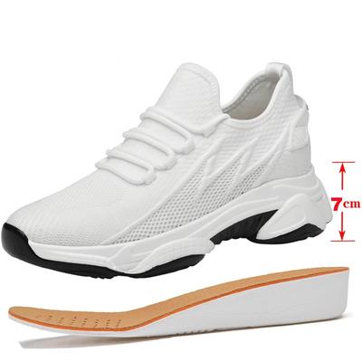 Sneakers Estive Traspiranti in Rete Vuota con Rialzo Scarpe da Uomo Scarpe Elevator 7cm Tempo Libero Outdoor Bianco Casual Rialzo Scarpe da Uomo Alte