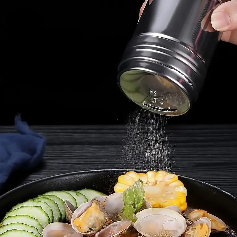 2 Pcs Stainless Steel Twist Lid Spi Shaker Salt Sugar Pepper Pepper Shaker Multipurpose Kitchen Tools