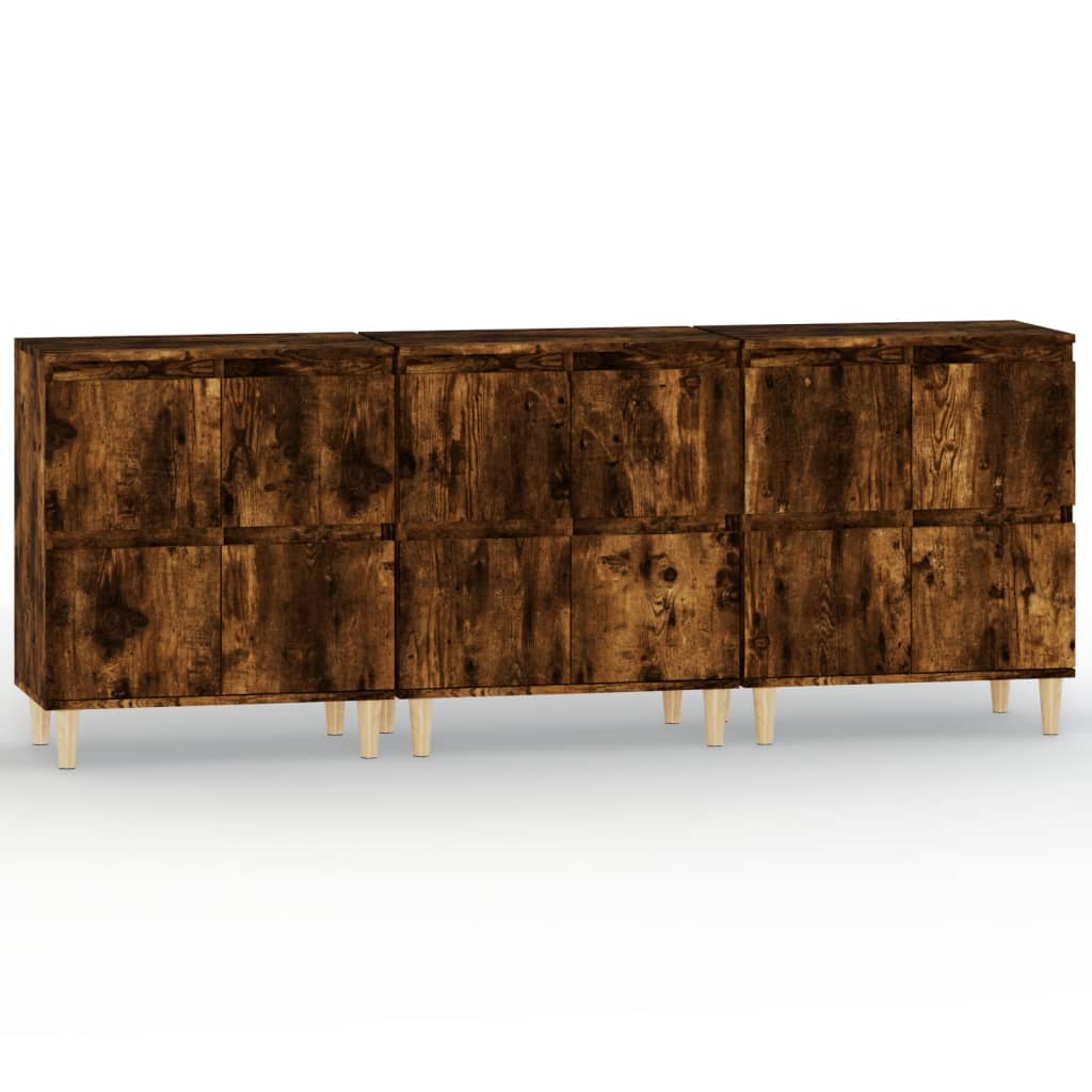 Sideboards 3 pcs Smoked Oak 60 x 35 x 70 cm Engineered Wood