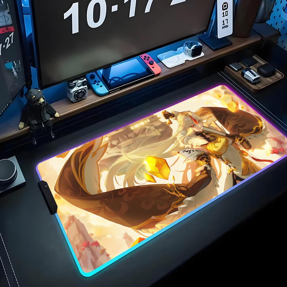 

mingguang Mouse Pad RGB Gaming Mousepad Big LED Pad PC Desk Mat Luminous Mouse Pad Large Keyboard Mats Table Rug With Backlit RGB600x300x3mm