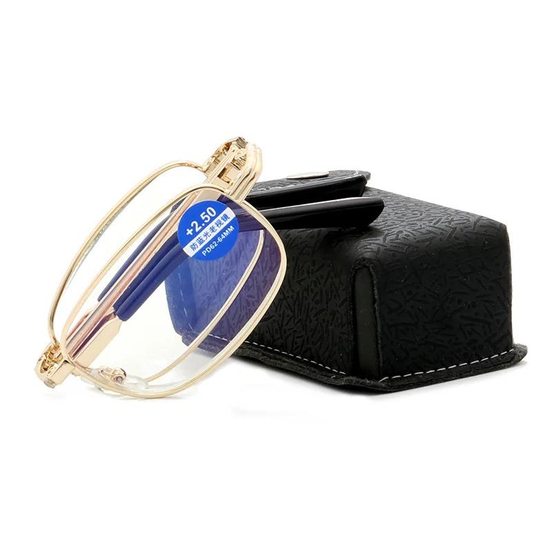 Portable Metal Foldable Reading Glasses Ultralight Men Business Presbyopia Glasses Eyewear with Random Case +1.0 to +4.0 Oculos