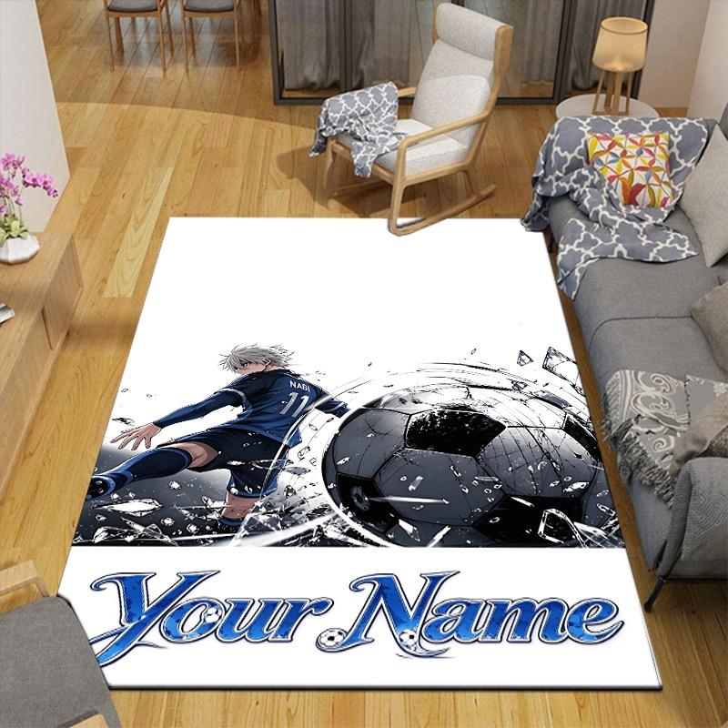 Custom 1Pc Custom Soccer Player Flannel Personalized Rug Non Slip Floor Mat Soft Carpet for Living Bedroom Office Home Decor Gift