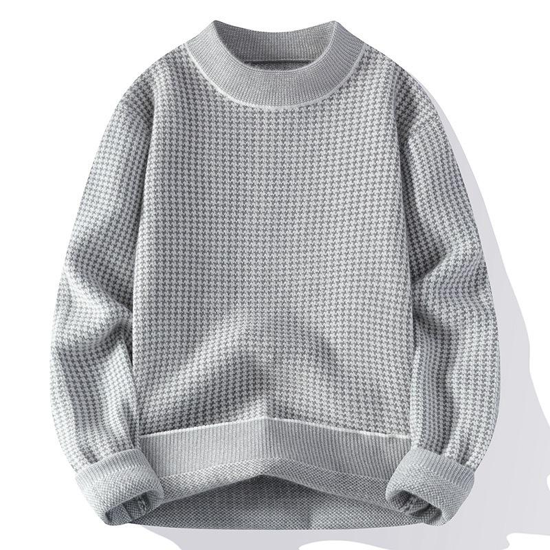 

Мужской зимний утолщенный не скатывающийся, не мнущийся, теплый вязаный свитер L светло-серый