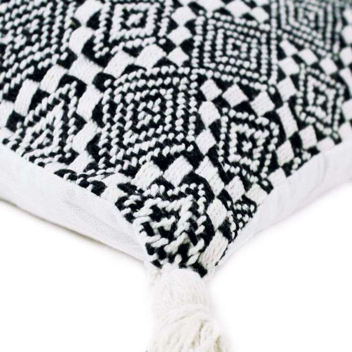 Coussin ethnique motif ethno blanc gris 60x40