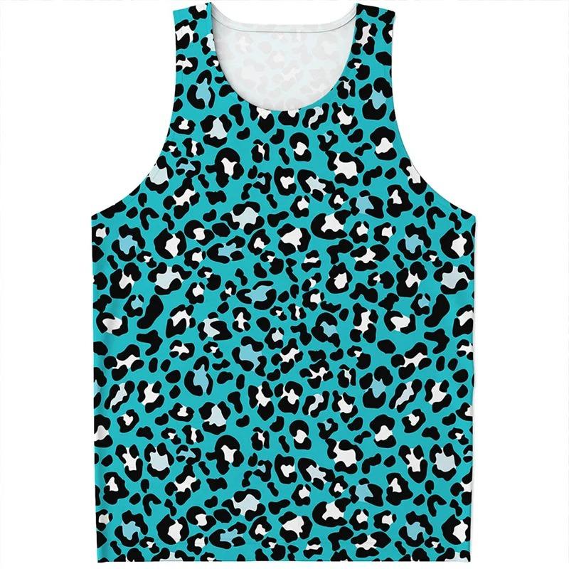 Unterhemd 3D-Druck Leopard Trägertop Sommer Lässig Ärmelloses T-Shirt Tierhaut Grafik Sportoberteile Fitnessstudio Muskelweste