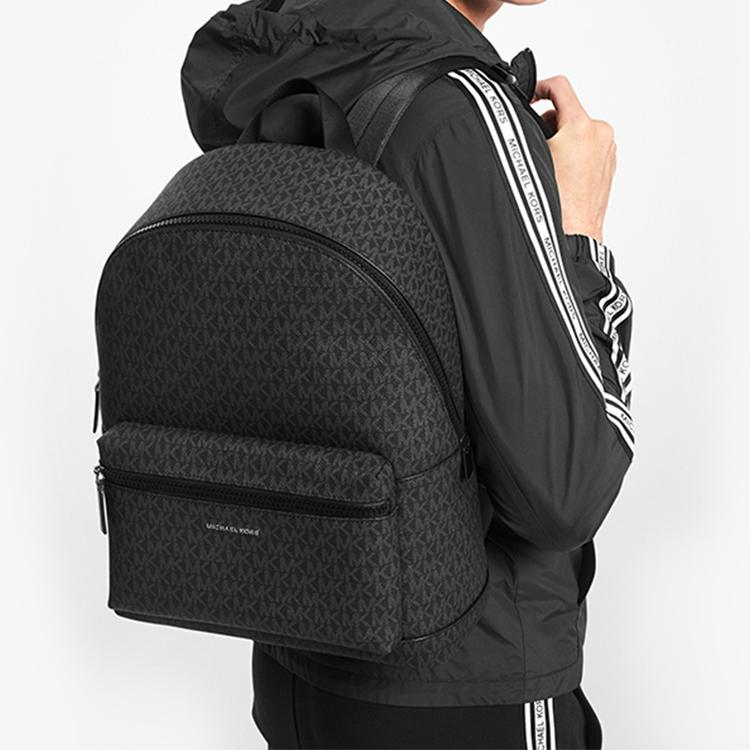 Michael Kors MK Cooper Monogram Vintage PVC Backpack Large Men Backpacks Black 37U9LCRB3B-BLACK