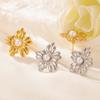 Flowers Stud Earrings Women Stainless Steel Gold Earring Trendy Daisy Cherry Blossom Jewelry Valentine Gift