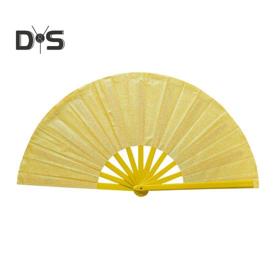 

Складной веер с блестками и порошком, однотонный, для танцев кунг-фу, портативный, пластиковый, летний, охлаждающий вентилятор, украшения, аксессуары для вечеринок жёлтый