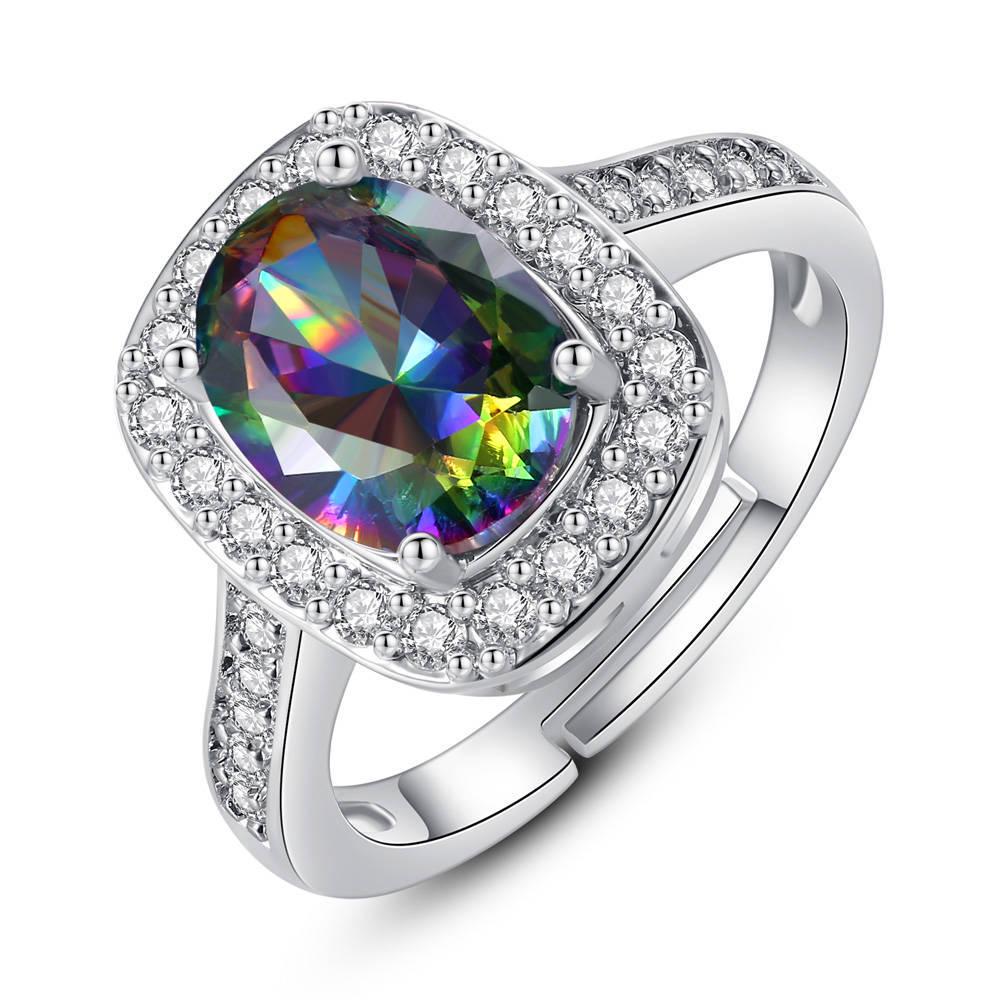 Oval Zircon Ring Living Ring Exaggerated Personality Jewelry Female Open Ring