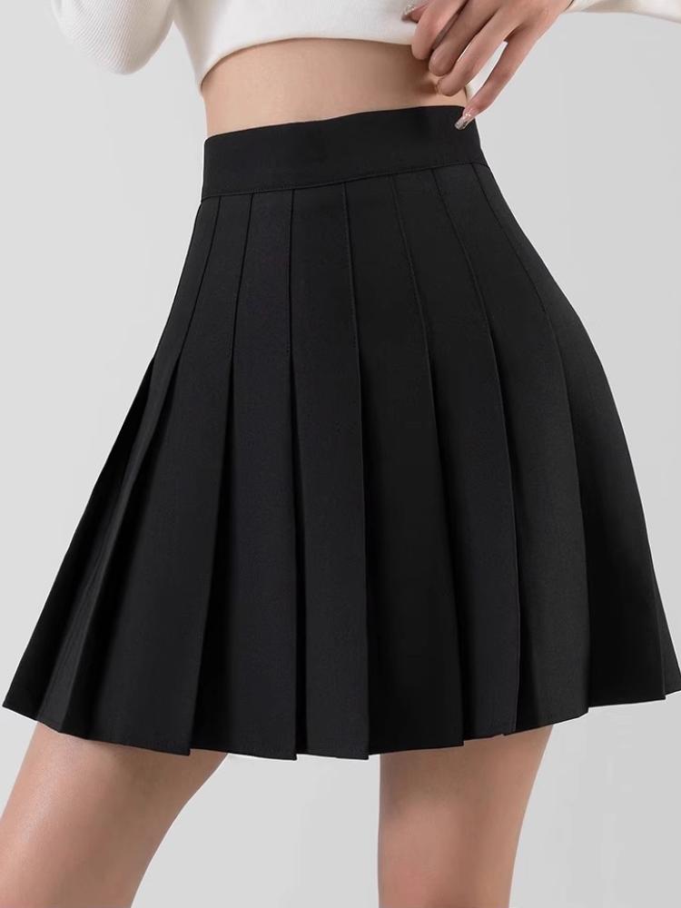 Mini jupes plissées grises pour femmes, jupe courte trapèze taille haute, Style universitaire, Style coréen, noir et blanc, été