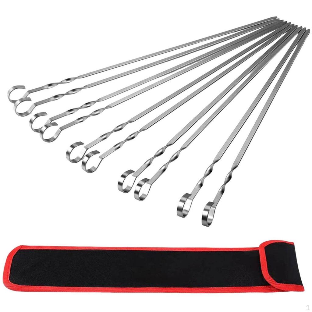 10 Pieces Spiral Grill Skewers Rust Resistant Stainless Steel Easy to Clean