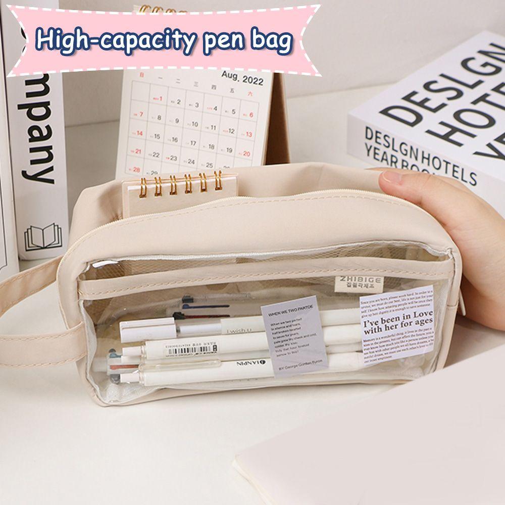 Transparent PVC Pencil Bag Japanese Style Stationery Storage Waterproof Pencil Pouch Cosmetic Bag School Student Supplies New
