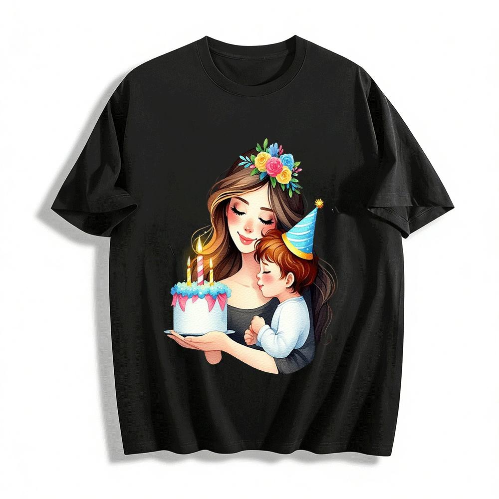 Mother Child Birthday Print Adult Casual Top Pure cotton T-shirt XXS