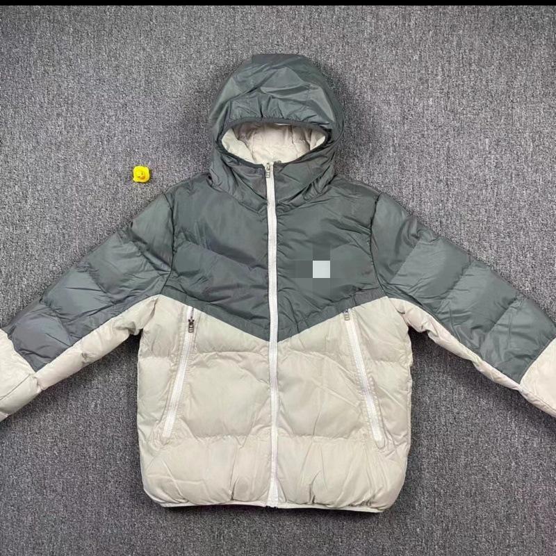 Unisex Hooded Color Block Winter Cotton Jacket, Thickened and Trendy Loose Fit.