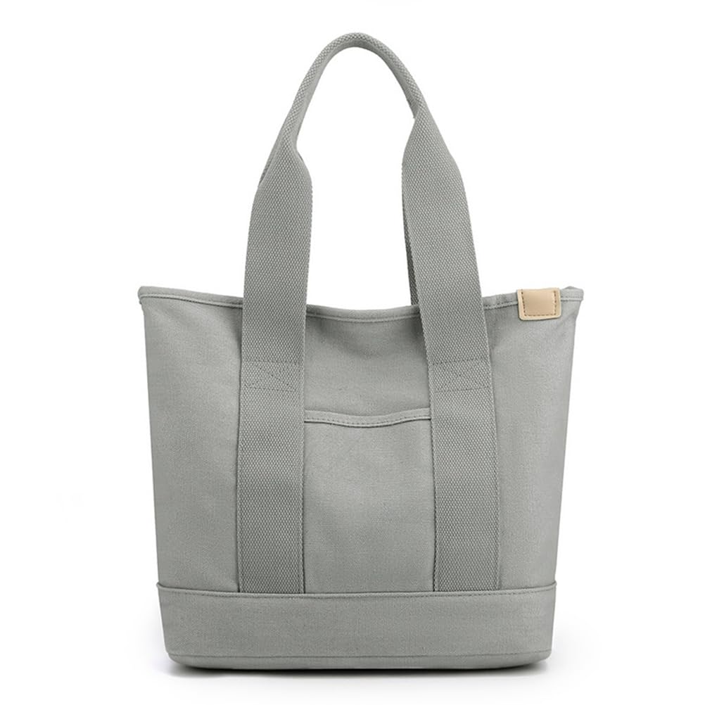 

Tote bag for large with with Day gift [YAYUPLUS] women, canvas, A4, capacity, self-standing, large, dividers, zipper, plain, Mother s (gray, F) сірий колір