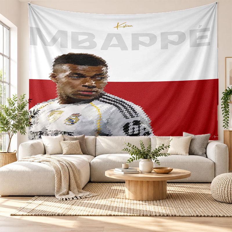 Kylian Mbappe Wall Tapestry, Soft Fabric Wall Hanging, Decorative Backdrop For Bedroom Home Wall Art