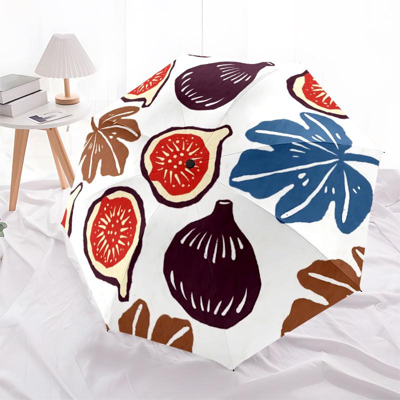 1pc Figs Pattern Automatic Open, Sturdy Iron Frame, Compact Folding Design, All-Season Portable Umbrella for Women & Men, Outdoor Umbrella y
