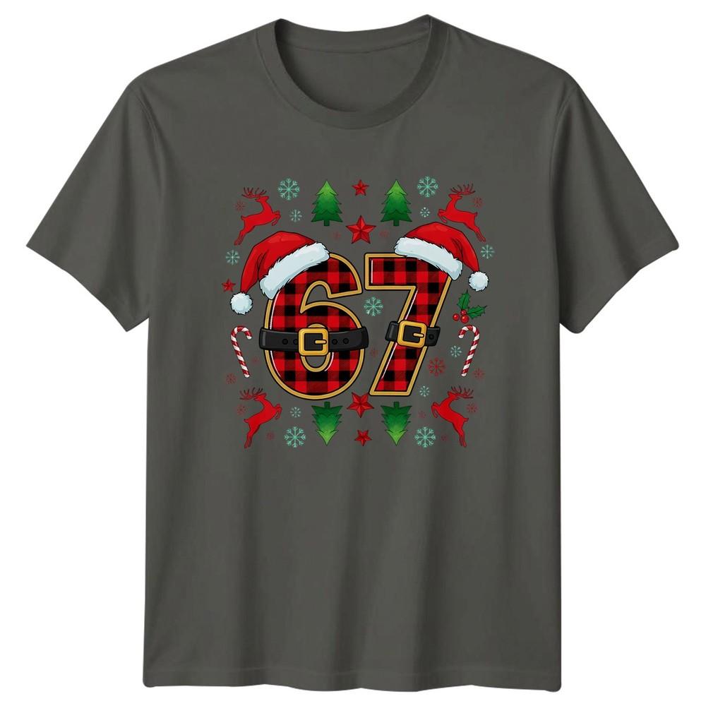 Six Seven 67 Christmas Plaid Santa Holiday Unisexs Unisexs Graphic Tee S