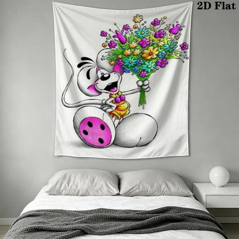 Diddl Wall Tapestry Aesthetic Wall Hanging Printed Fabric Blanket Decorative Tapestries for Bedroom Living Room Home Decor