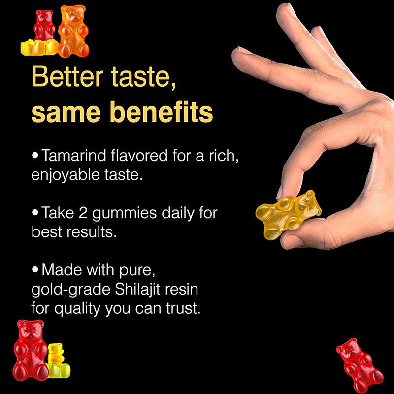 Pure Himalayan Shiraji Gummies, Rich In Fulvic Acid and Other Trace Elements, 3000 Mg Per Serving, Organic, Suitable for Both Men and Women.
