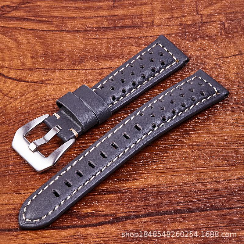 The First Layer Of Needle Pattern Leather Strap Is Suitable For Pena L Sea 18Mm 26Mm Perforated And Breathable Retro Strap.