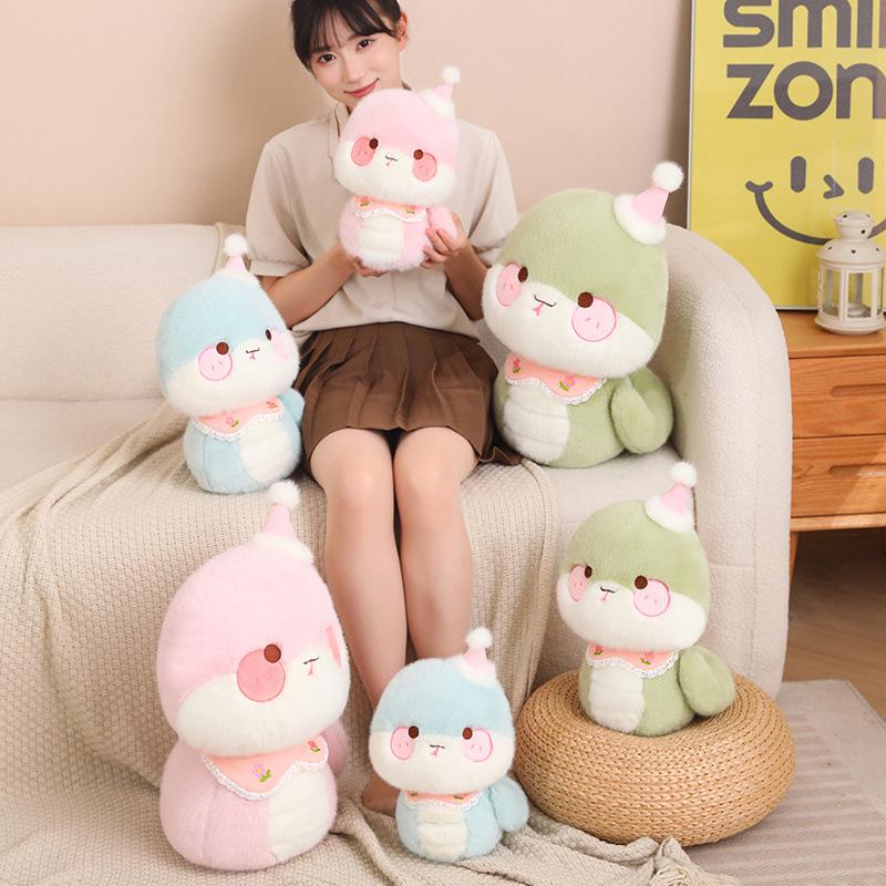 Adorable Zodiac Snake Plush Toy - Light Green & Sky Blue