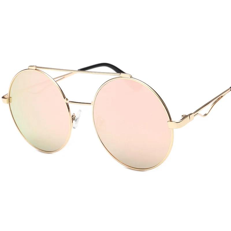 

Vintage Round Sunglasses Men New In Fashion Double Bridge Mirror Shades Women Trendy Retro Brand Design Sun Glasses as picture shows