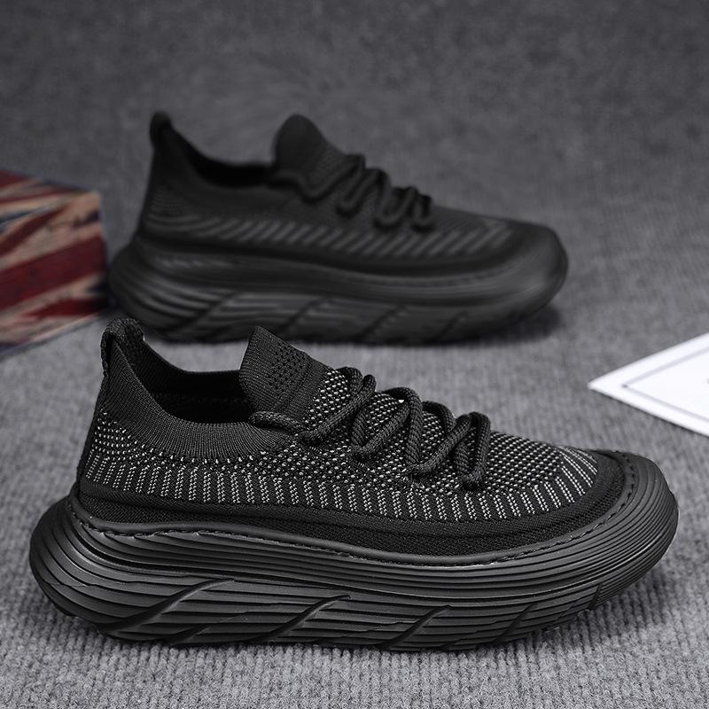 Men's Shoes 2025 Summer New Flying Woven Casual Sports Shoes Breathable Non-slip Versatile Lightweight Platform Dad Shoes Trendy Shoes