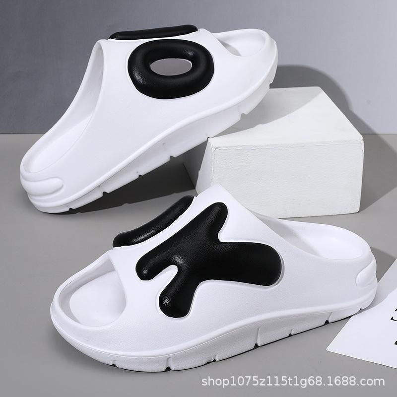 

Summer new men s one-word drag thick-bottomed non-slip and wear-resistant fashion two-color outdoor beach cool slippers 40-41 білий
