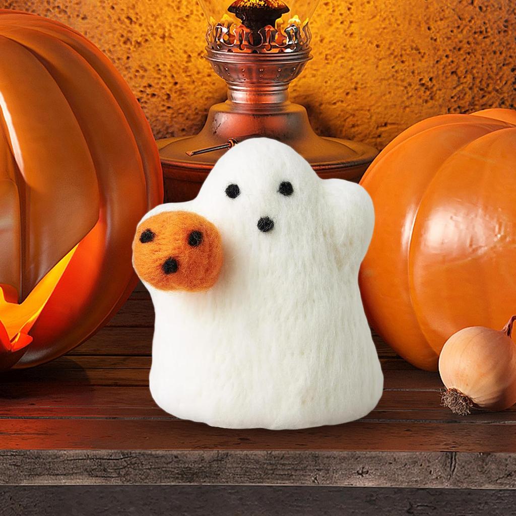 Ghost Decorations Felt Funny Ornament Holding Pumpkin Ghost Halloween Decorations For Desk Indoor Outdoor Home Festival Event