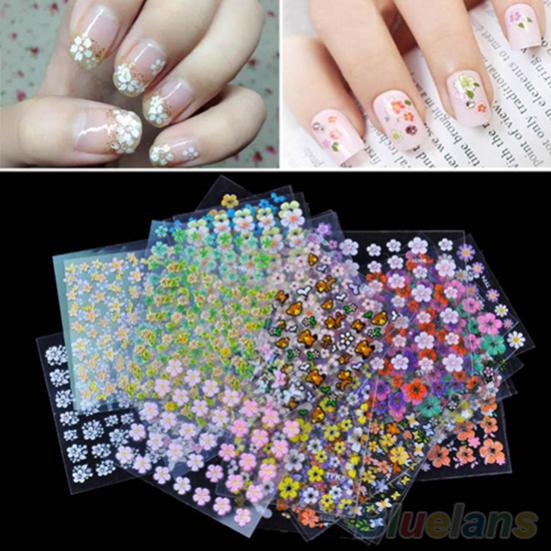 30 Sheets Mixed Floral Nail Art Stickers Decals DIY Manicure Design Accessories