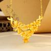 Gold Floral Cluster Bow Necklace for Women: Elegant Light Luxury Clavicle Chain Wedding Jewelry