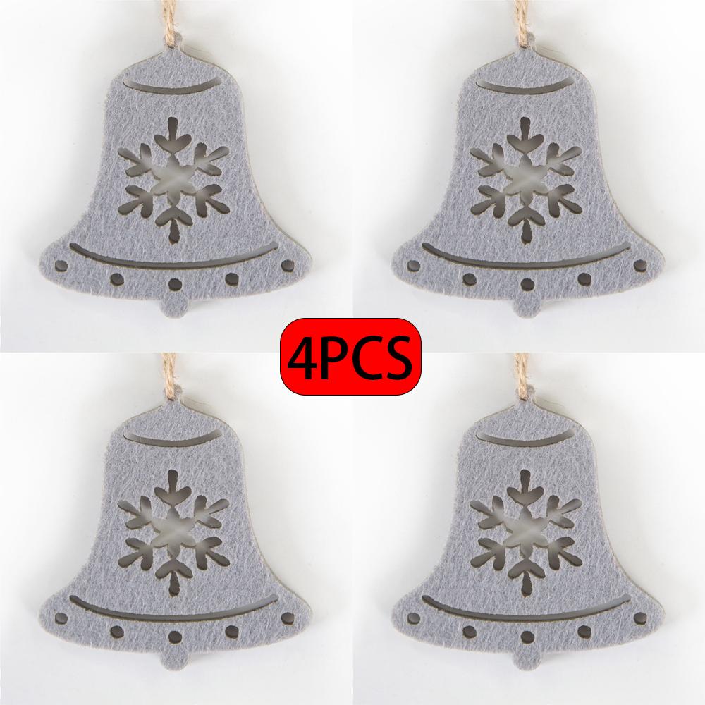 4 STÜCKE Weihnachten Filz Ornamente Hängende Dekorationen - Lebkuchenmann/Weihnachtsbaum/Stern/Glocke für Feiertags-Weihnachtsdekoration