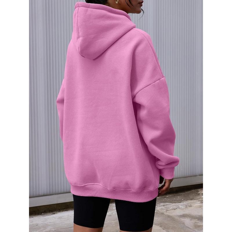 Women's Fashion Casual Solid Color Print Long Sleeve Hooded Hoodies & Sweatshirts