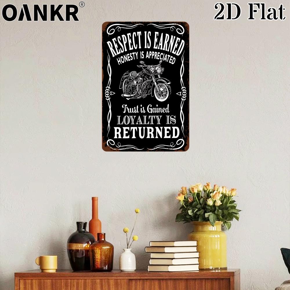 Vintage Metal Tin Sign Inspirational Respect Is Earned Honesty Is Appreciated Art Poster Metal Signs for Man Cave Garage Home