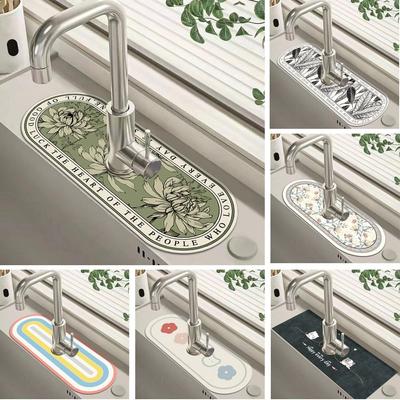 Tapis d'égouttage pour robinet anti-éclaboussures Diatomite Tapis anti-éclaboussures pour évier Fournitures de cuisine et de salle de bain