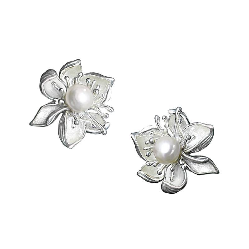 Three-Dimensional Design New Inlaid Pearl Flower Women'S Earrings Exaggerated Exquisite Party Jewelry Accessories